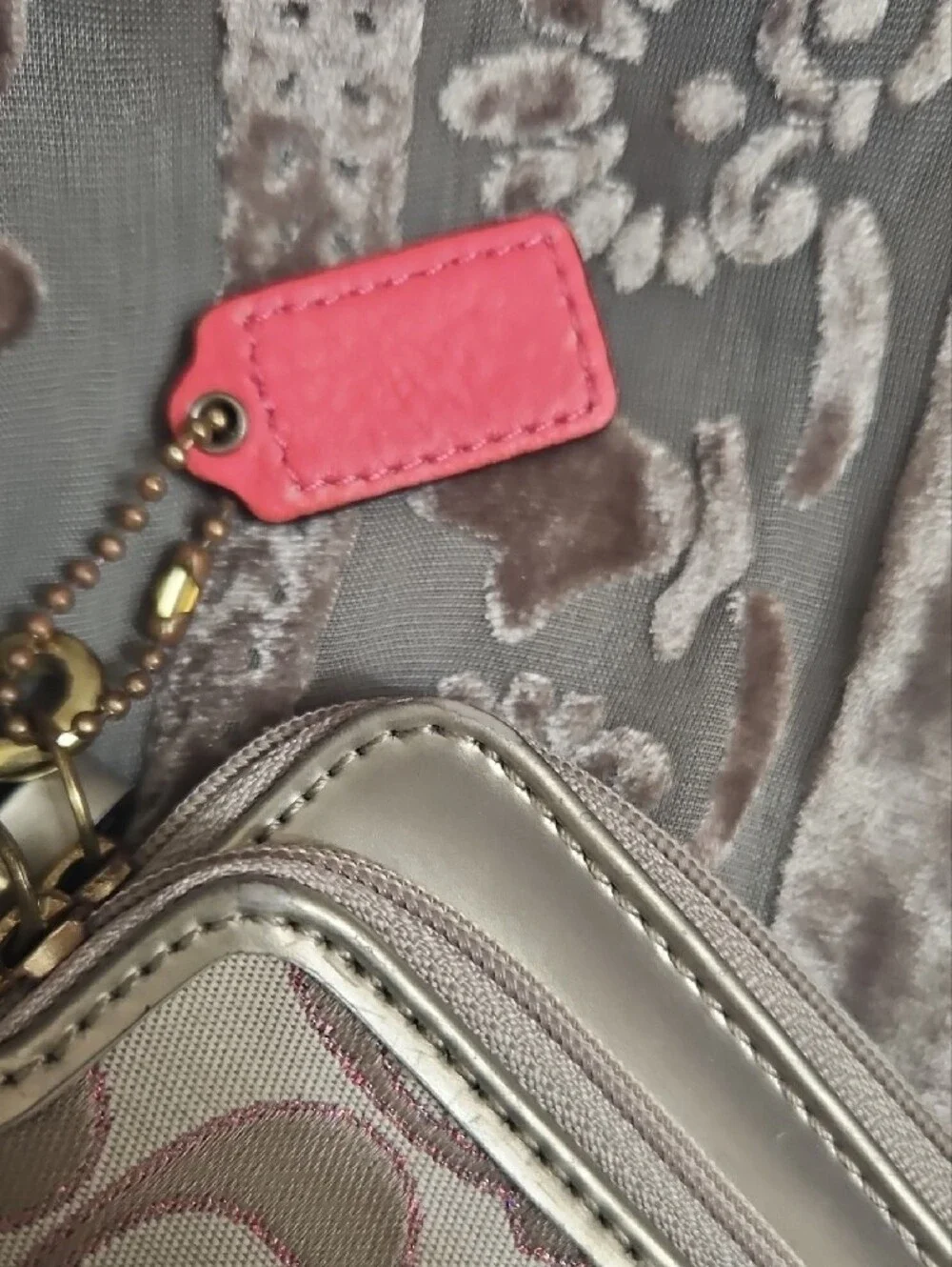 Coach Pink & Cream Signature Wristlet Clutch